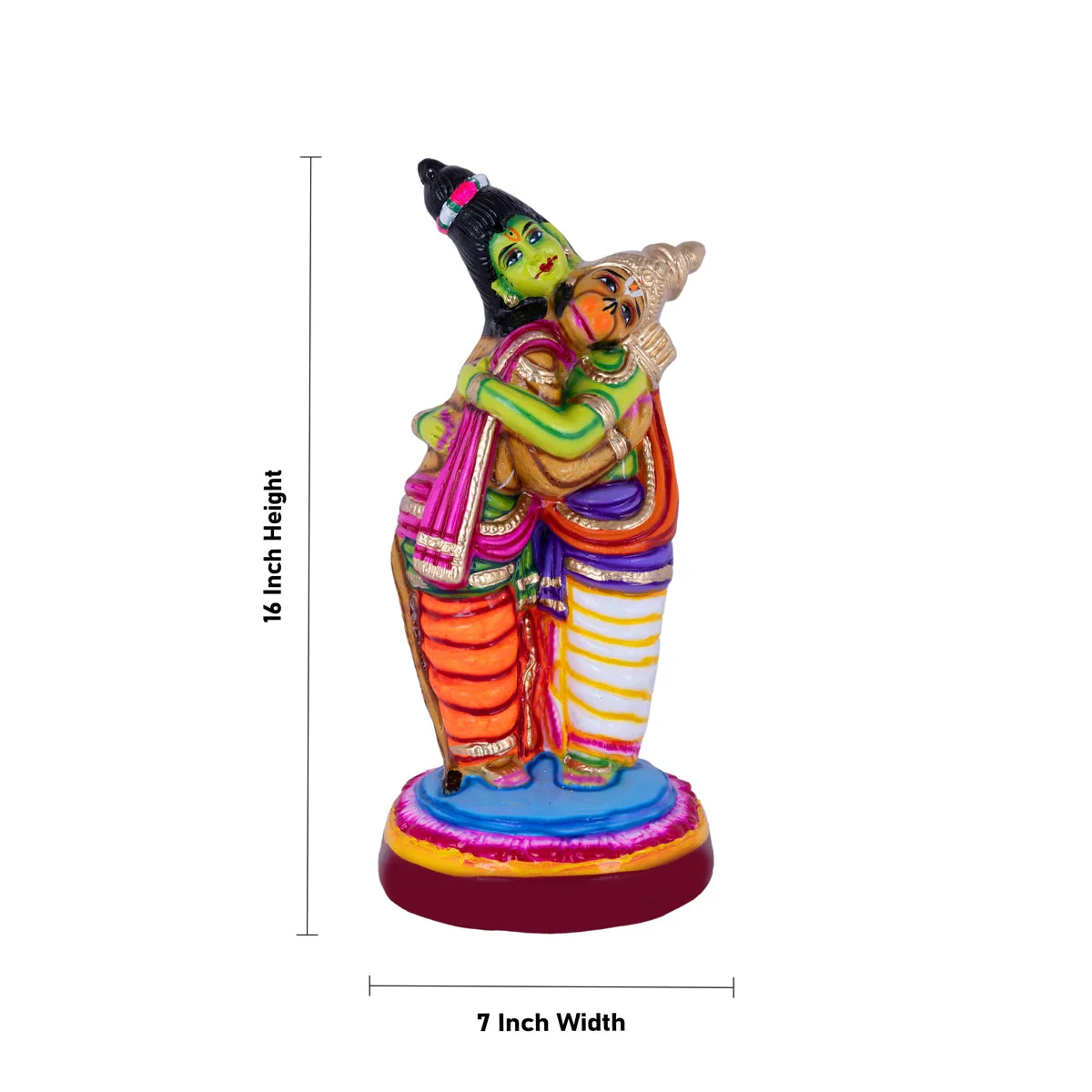 Ram Hanuman Murti Paper Mache Golu Bommai - 16 x 7 Inches | Navaratri Gombe/ Giri Golu Doll/ Navratri Decor - Image 5