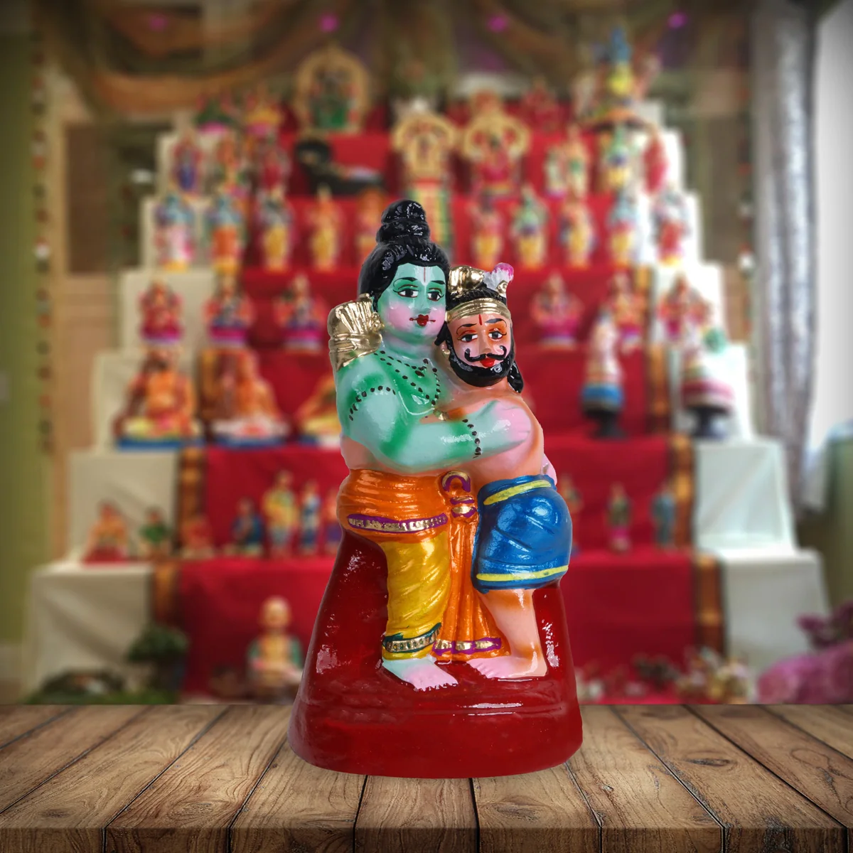 Rama Idol With Gugan Clay Golu Bommai - 10 X 5 Inches | Navaratri Golu Gombe/ Giri Golu Doll/ Navratri Decor