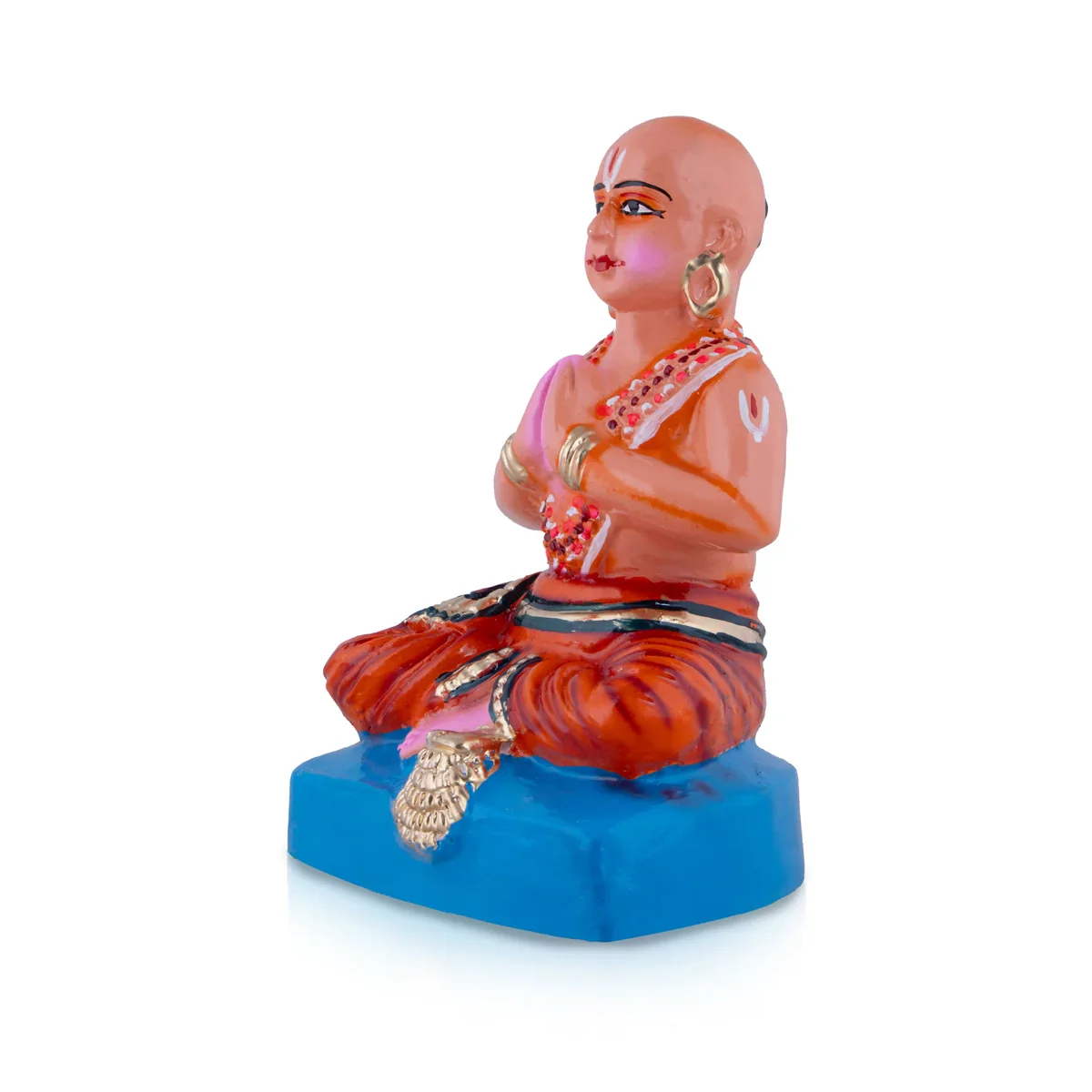 Ramanujacharya Statue Paper Mache Golu Bommai - 8 x 5.5 Inches | Giri Golu Doll/ Navaratri Golu Bomma/Gombe - Image 3