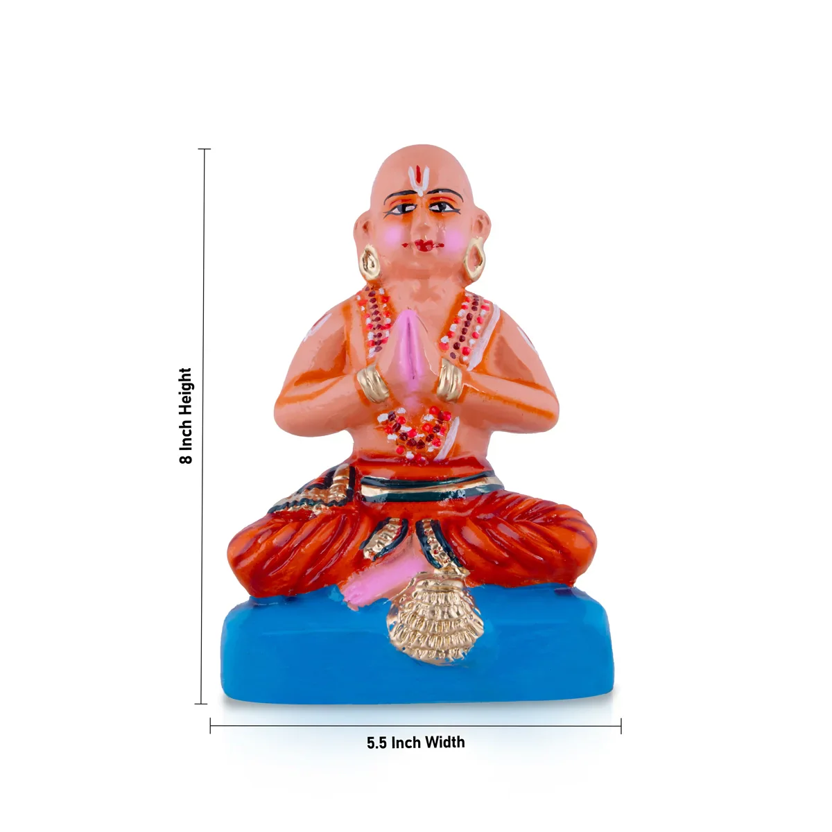 Ramanujacharya Statue Paper Mache Golu Bommai - 8 x 5.5 Inches | Giri Golu Doll/ Navaratri Golu Bomma/Gombe - Image 5