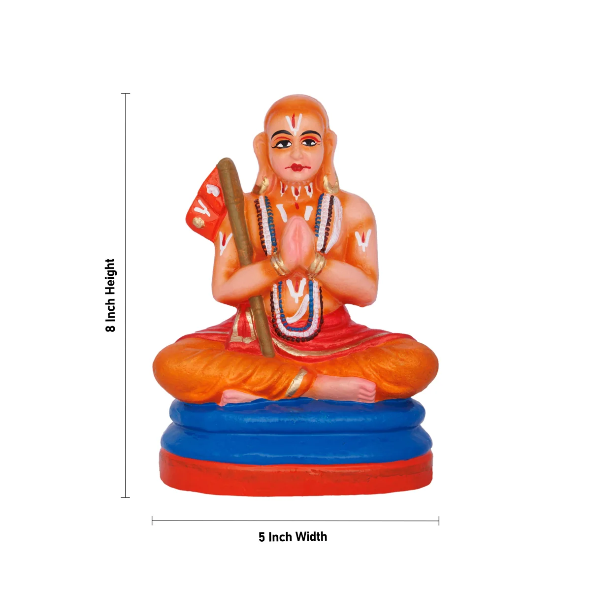 Ramanujar Statue Clay Golu Bommai - 8 X 5 Inches | Navaratri Golu Gombe/ Giri Golu Doll/ Navratri Decor - Image 4