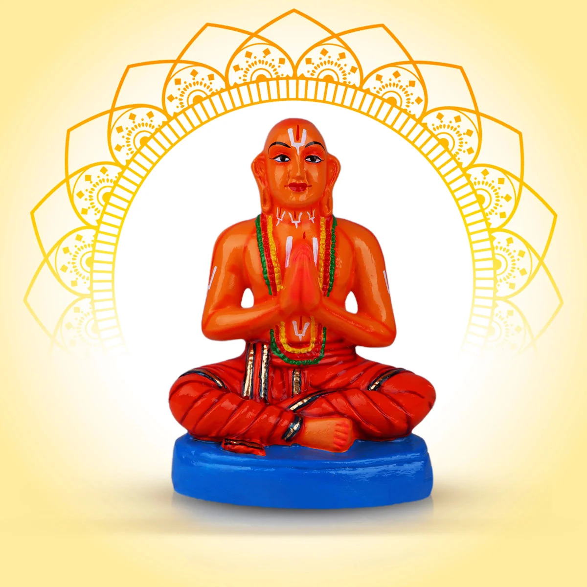 Ramanujar Statue Paper Mache Golu Bommai - 12 X 8.5 Inches | Navaratri Gombe/ Giri Golu Doll/ Navratri Decor - Image 6