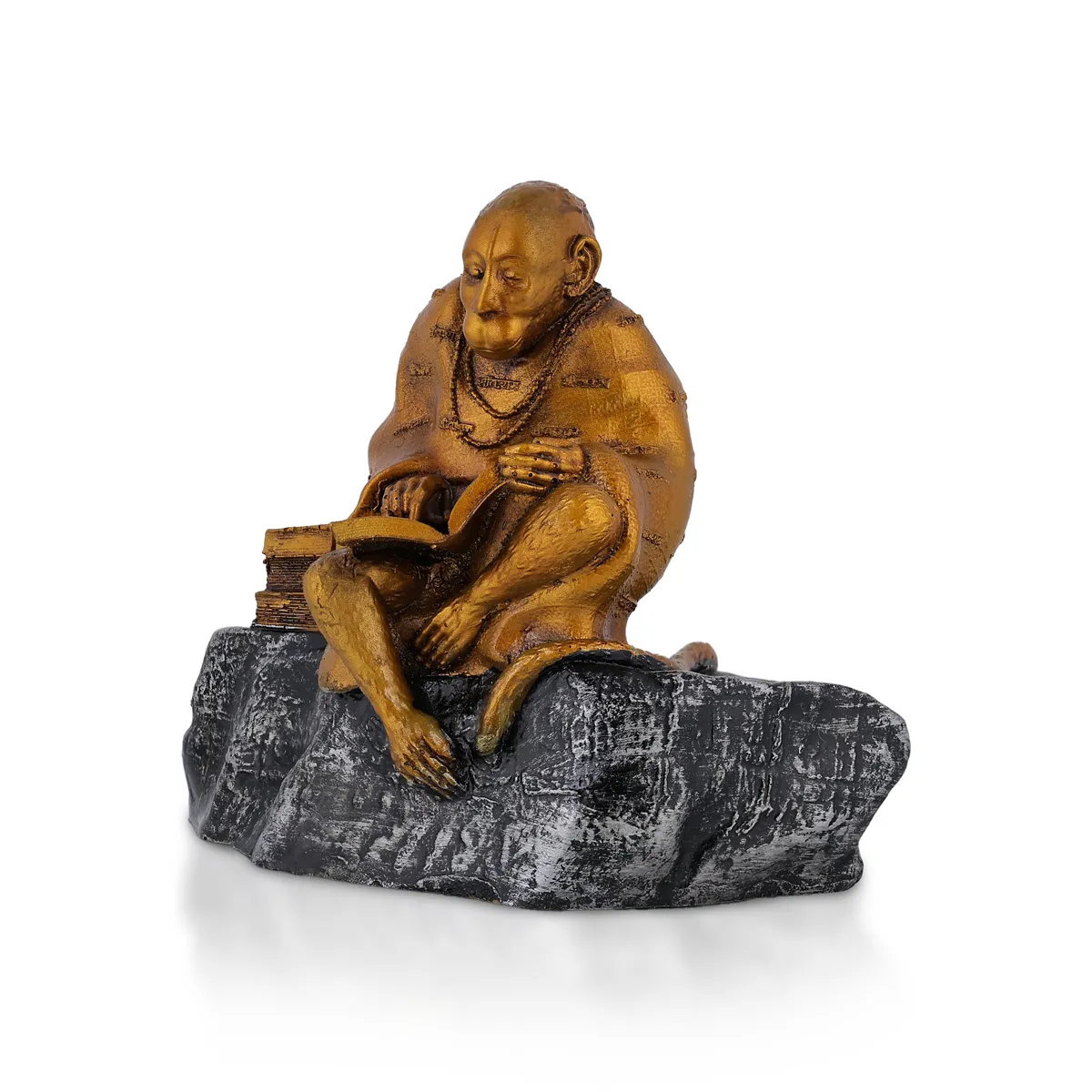 Ramayan Reading Hanuman Murti - 6 X 5.25 Inches | Marble Dust Idol / Anjaneya Statue For Peace And Strength - Image 2