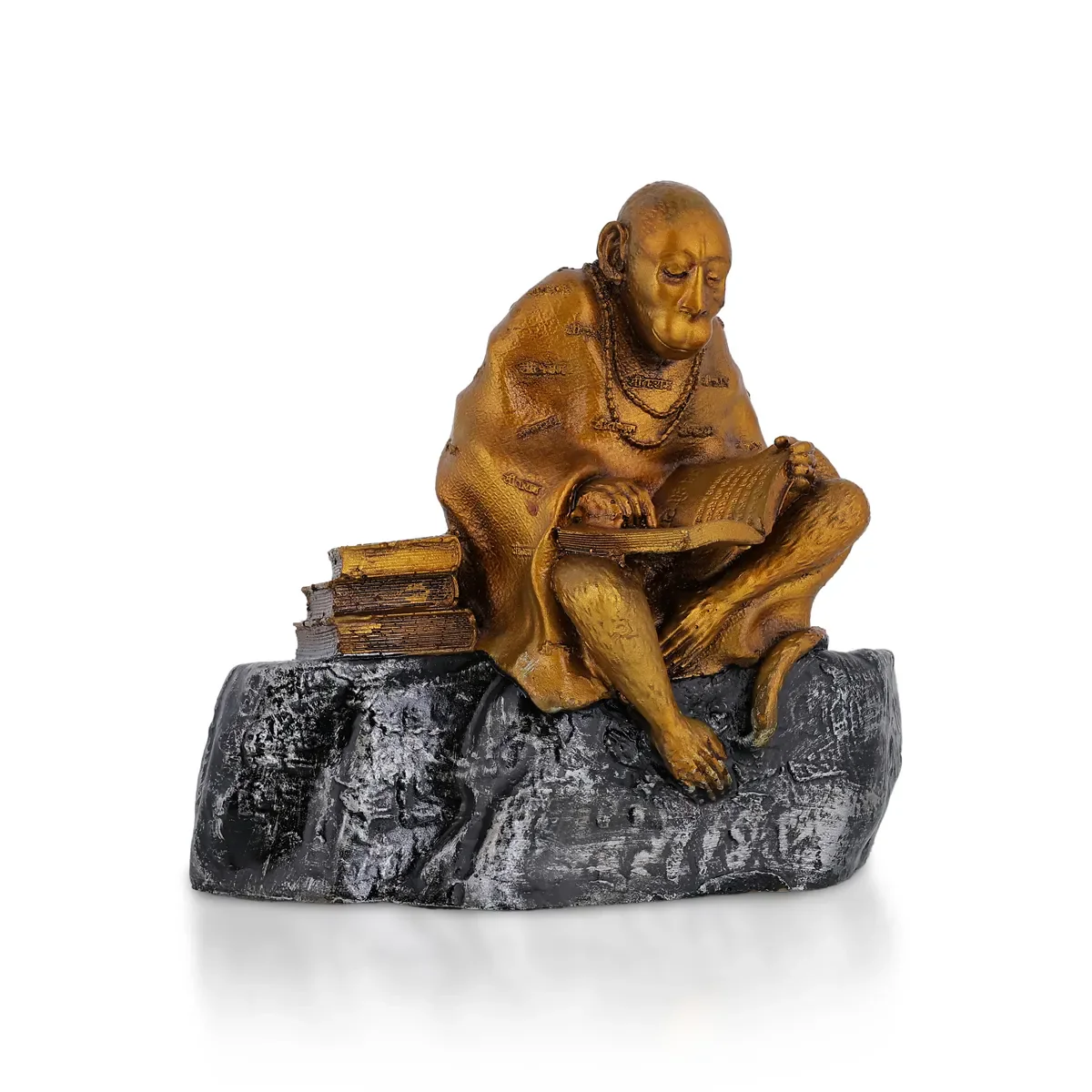 Ramayan Reading Hanuman Murti - 6 X 5.25 Inches | Marble Dust Idol / Anjaneya Statue For Peace And Strength - Image 3