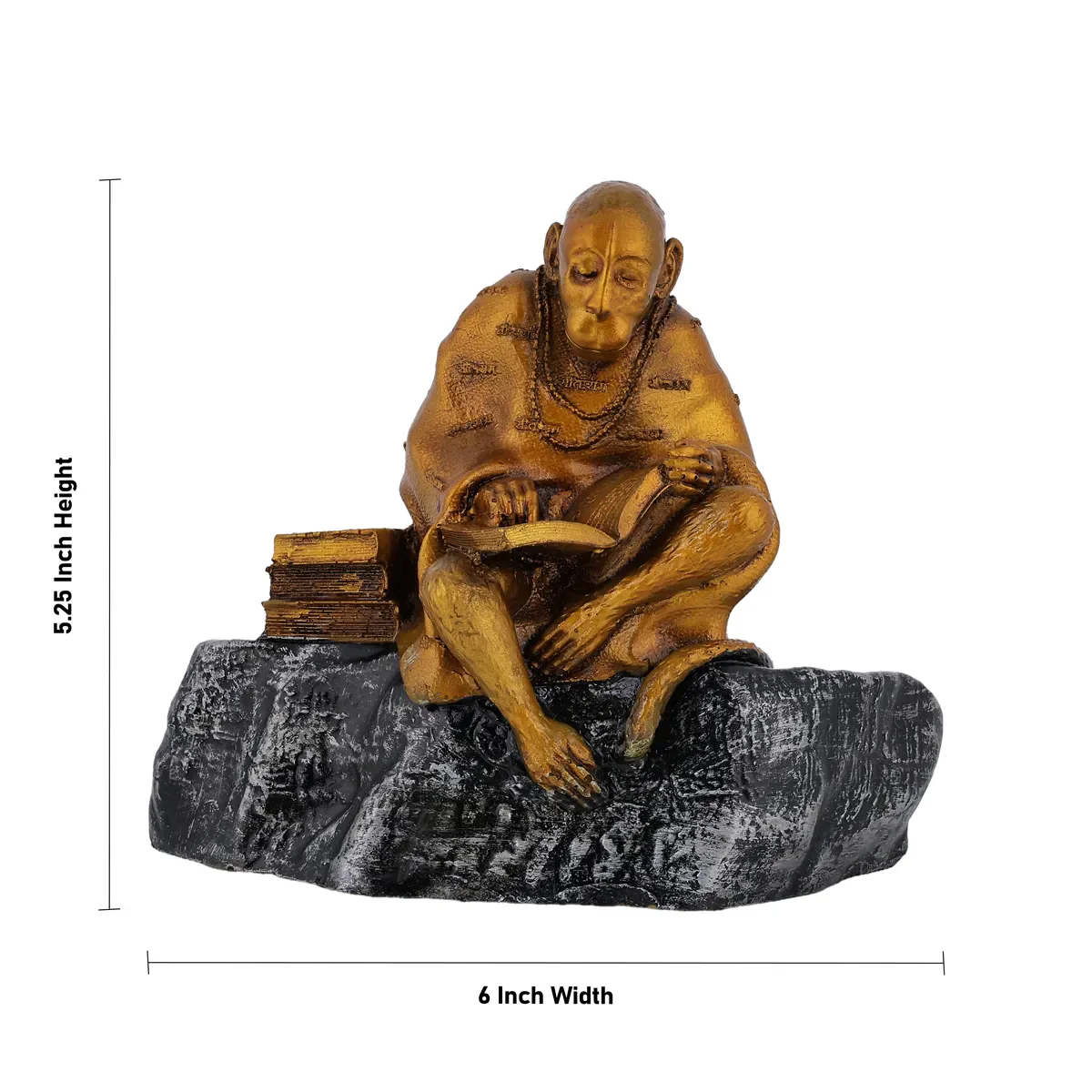 Ramayan Reading Hanuman Murti - 6 X 5.25 Inches | Marble Dust Idol / Anjaneya Statue For Peace And Strength - Image 4
