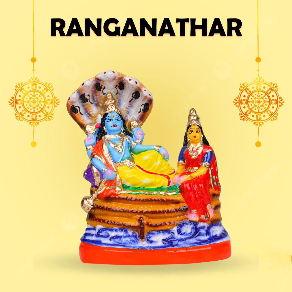 Ranganathar Clay Golu Bommai - 8.5 x 7 Inches | Giri Golu Doll/ Navaratri Golu Bomma/Gombe/Bommai - Image 5