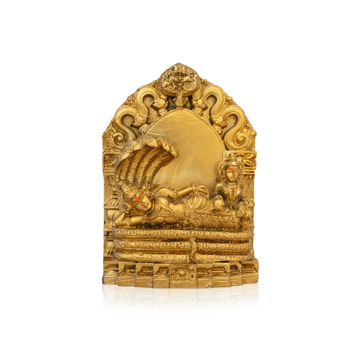 Ranganatha Swamy Idol With Arch - 4.5 x 3.25 Inches | Resin Statue/ Gold Polish Ranganatha Statue for Pooja - Image 2