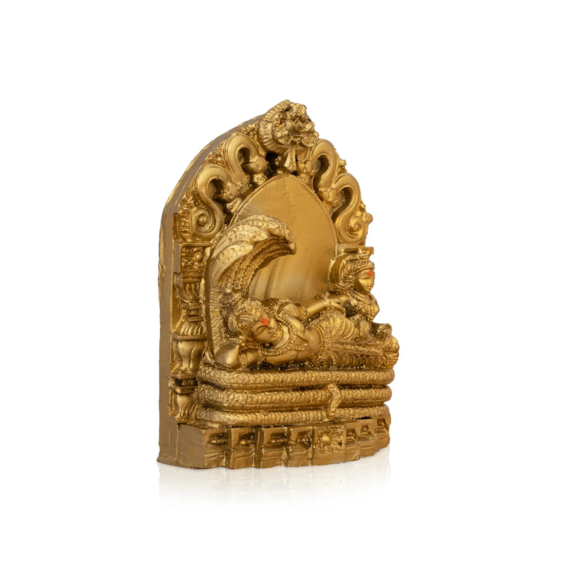 Ranganatha Swamy Idol With Arch - 4.5 x 3.25 Inches | Resin Statue/ Gold Polish Ranganatha Statue for Pooja - Image 3