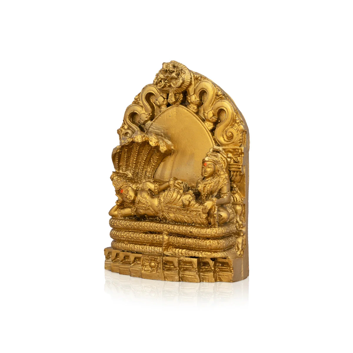 Ranganatha Swamy Idol With Arch - 4.5 x 3.25 Inches | Resin Statue/ Gold Polish Ranganatha Statue for Pooja - Image 4