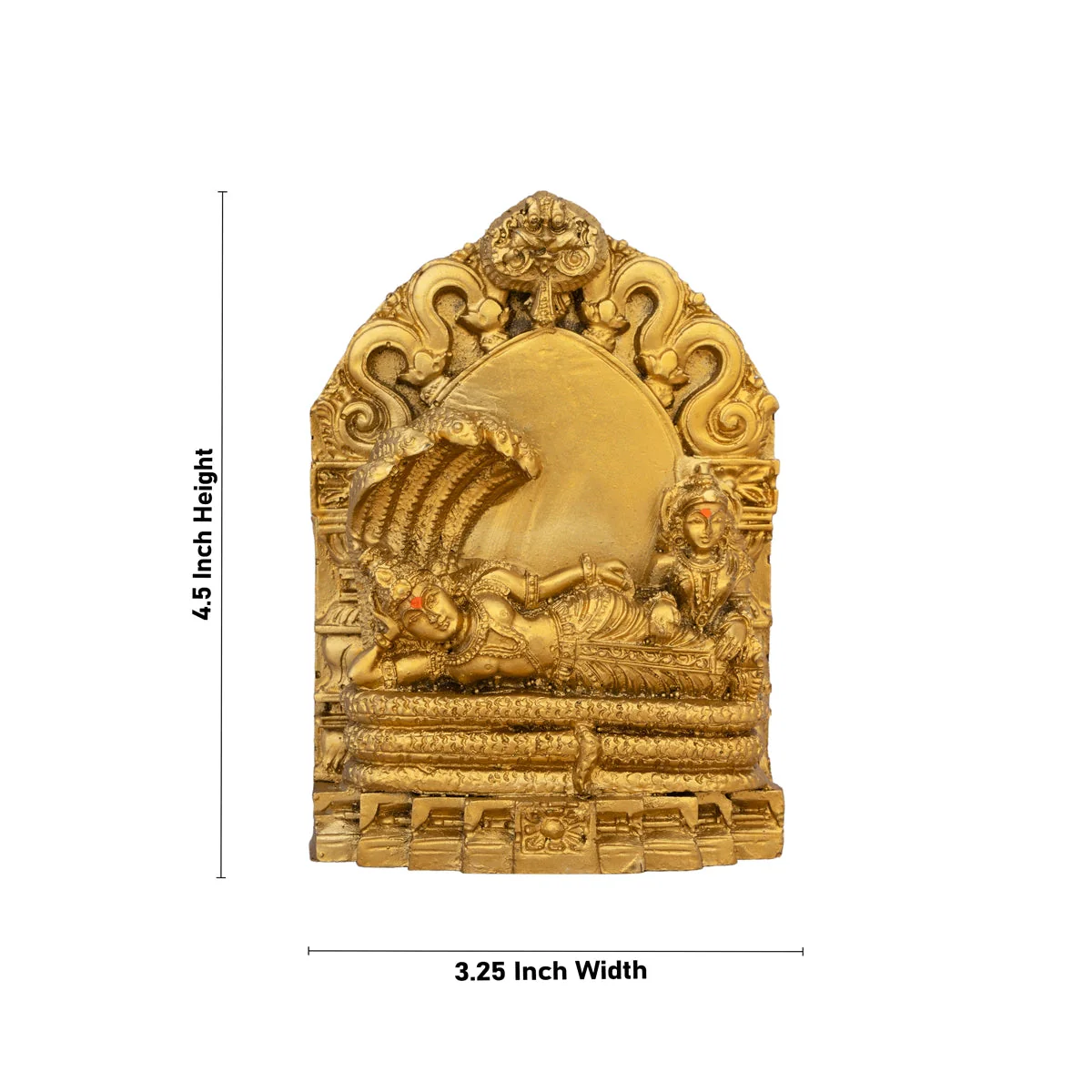 Ranganatha Swamy Idol With Arch - 4.5 x 3.25 Inches | Resin Statue/ Gold Polish Ranganatha Statue for Pooja - Image 5