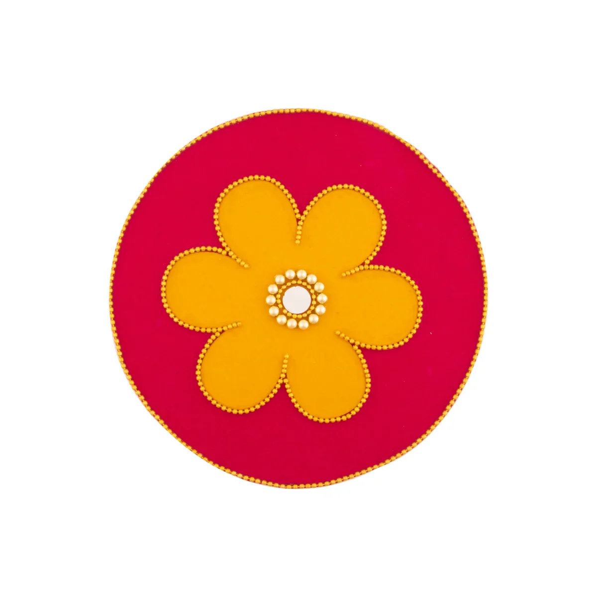 Rangoli Sticker Set - 6 Inches | 7 Pcs/ Velvet Muggu Sticker/ Mirror Lotus Design Artificial Rangoli for Pooja - Image 3