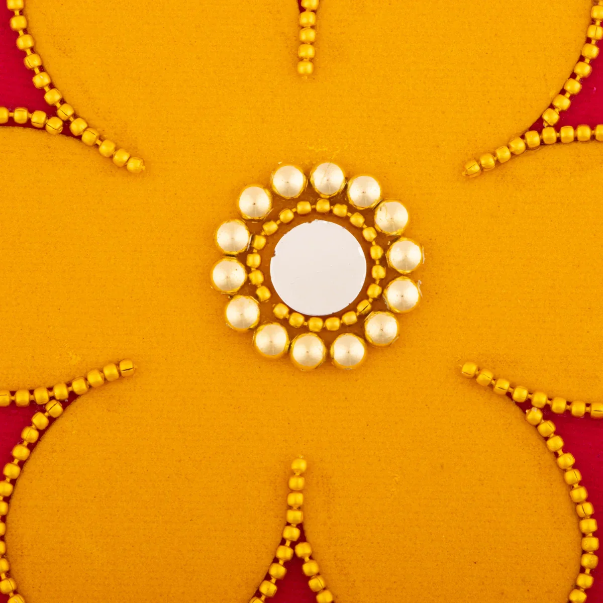 Rangoli Sticker Set - 6 Inches | 7 Pcs/ Velvet Muggu Sticker/ Mirror Lotus Design Artificial Rangoli for Pooja - Image 4