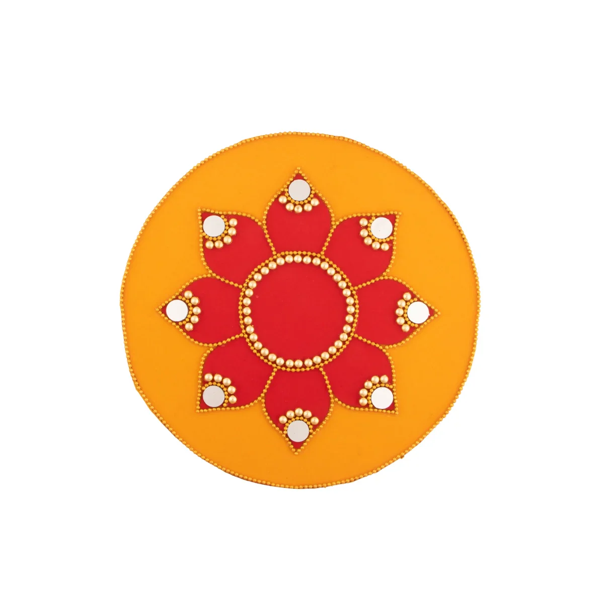 Rangoli Design Set - 8 Inches | 7 Pcs/ Velvet Muggulu Sticker/ Lotus Design Artificial Rangoli/ Kolam Sticker for Floor - Image 2