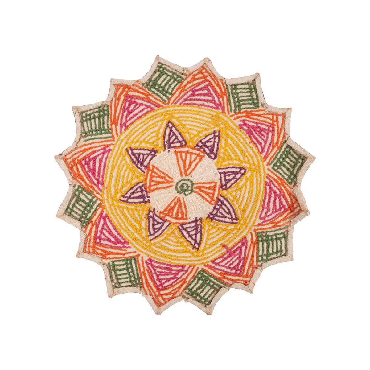 Rangoli Mat - 15 x 15 Inches | Flower Design Muggu Mat/ Rangoli Floor Mat for Home - Image 3