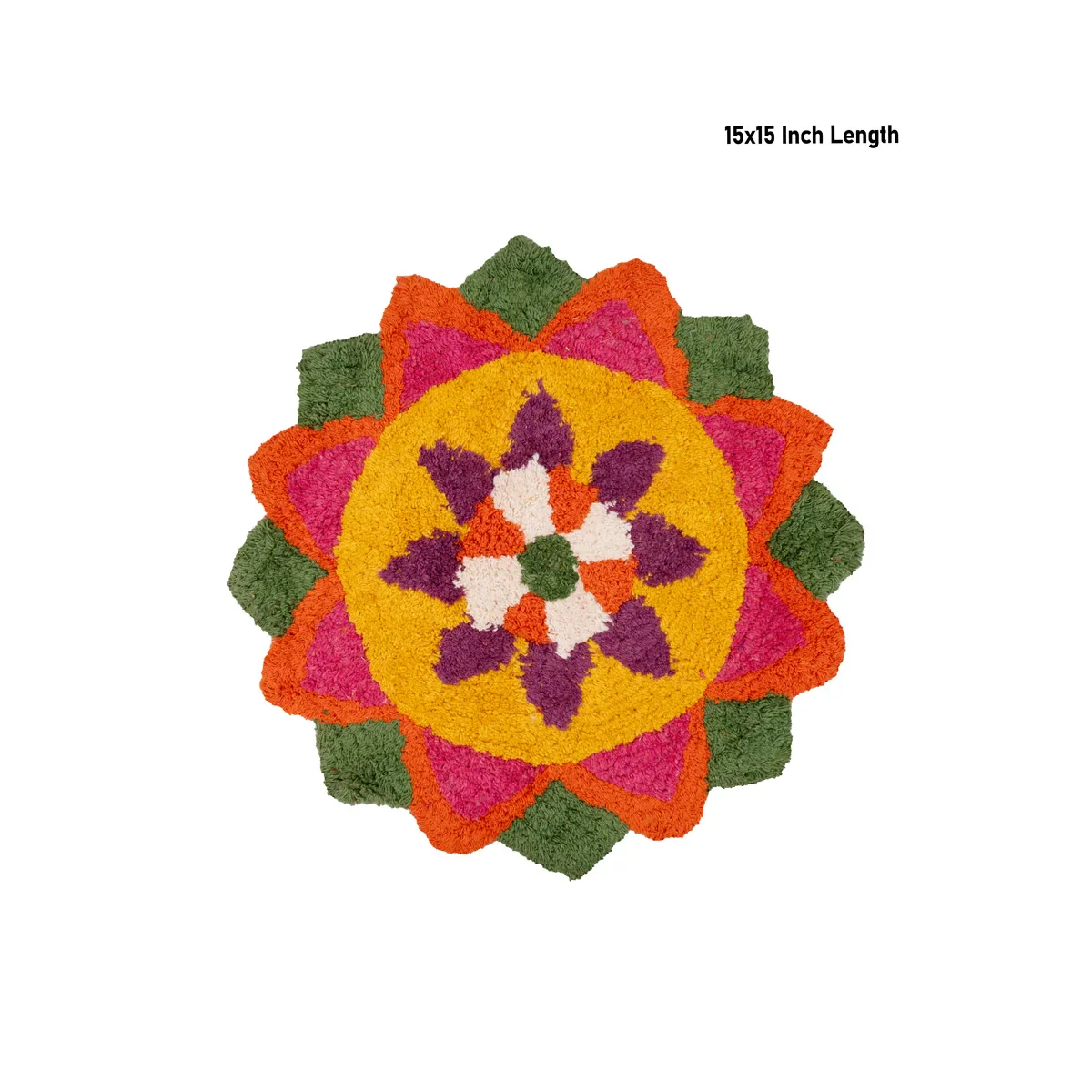 Rangoli Mat - 15 x 15 Inches | Flower Design Muggu Mat/ Rangoli Floor Mat for Home - Image 4