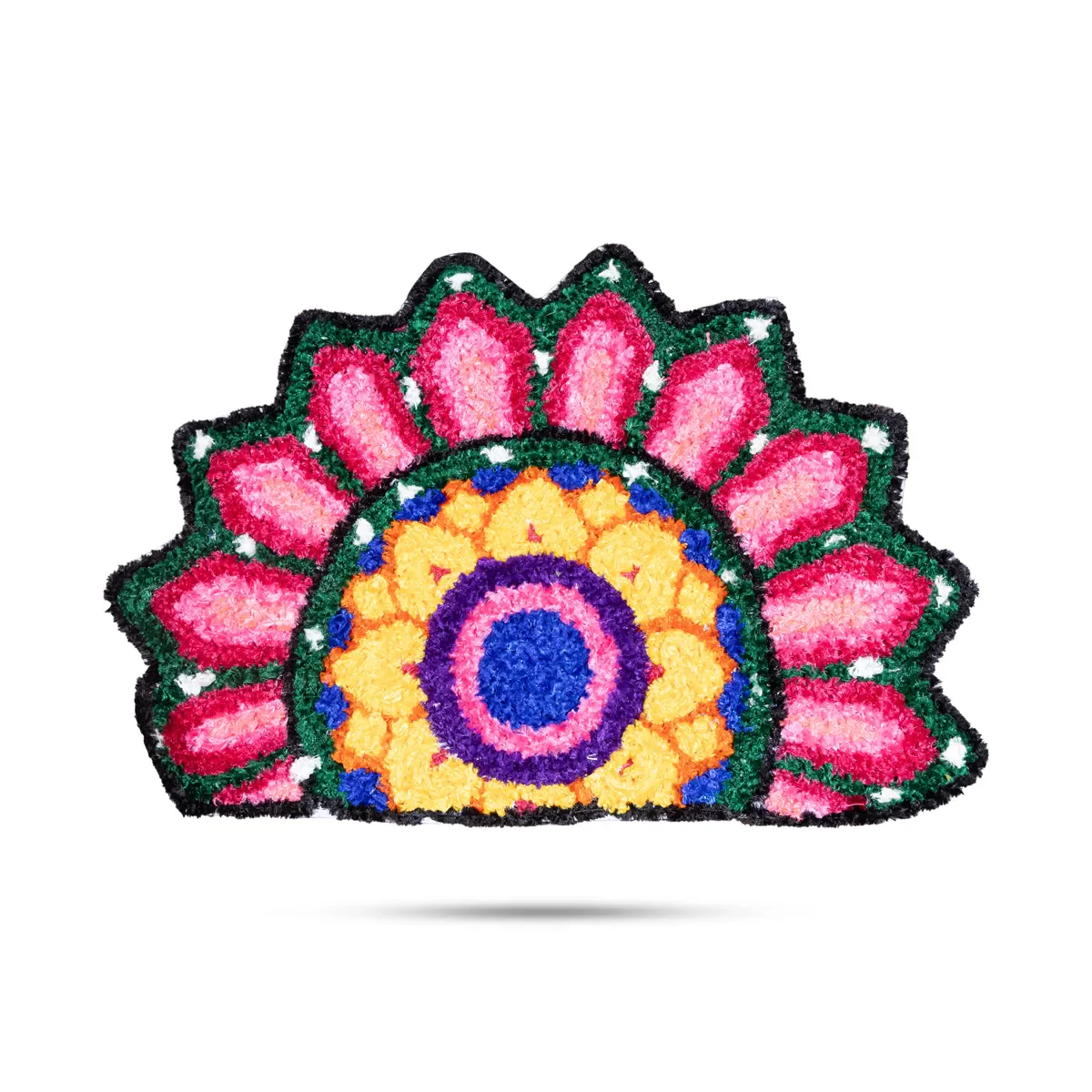 Rangoli Mat - 24 Inches | Flower Design Canvas Muggu Mat/ Half Circle Rangoli Floor Mat For Home Decor - Image 5