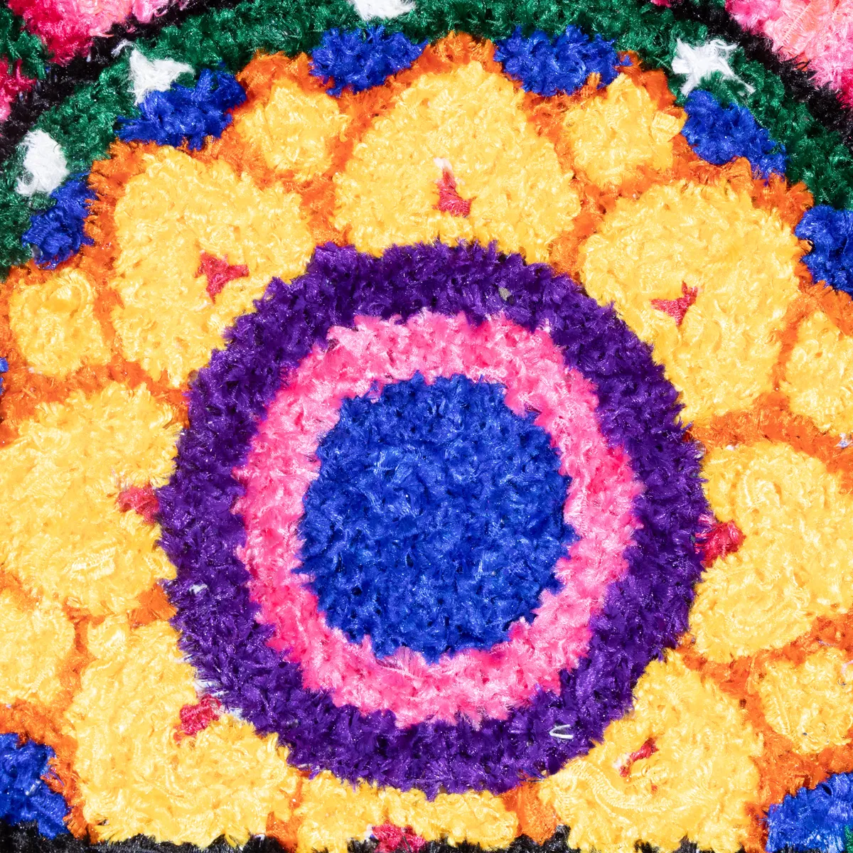 Rangoli Mat - 24 Inches | Flower Design Canvas Muggu Mat/ Half Circle Rangoli Floor Mat For Home Decor - Image 6
