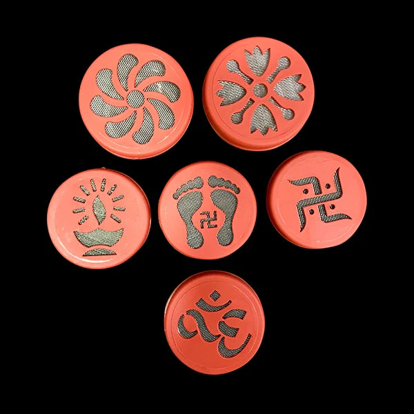 Rangoli Stamp Set - 2.5 x 2 Inches | 2 Pcs/ Reusable Stencils/ Plastic Reusable Floor Stencils for Rangoli - Image 3