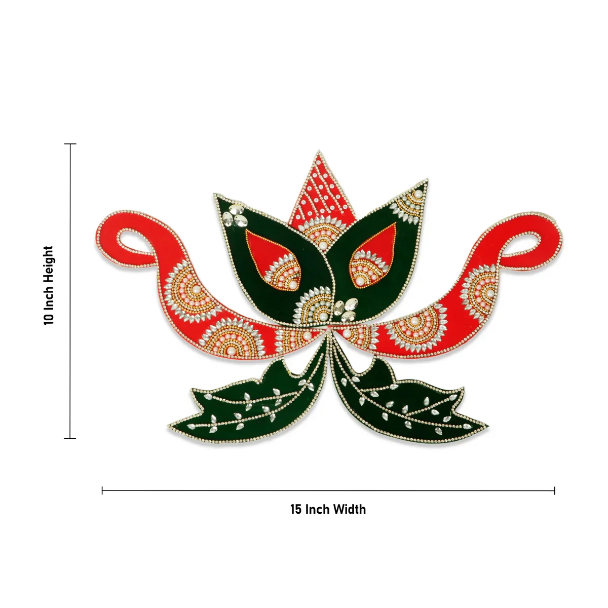 Rangoli Sticker - 10 x 15 Inches | Leaf Design Muggulu/ Rangoli Kolam/ Velvet Artificial Rangoli for Floor Decor - Image 3