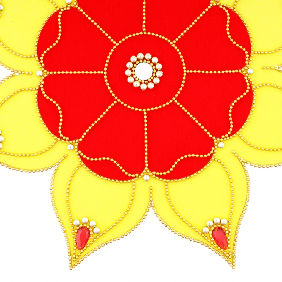 Rangoli Sticker - 11 x 11 Inches | Velvet Kolam Sticker/ Flower Design Sticker for Pooja Decor - Image 2