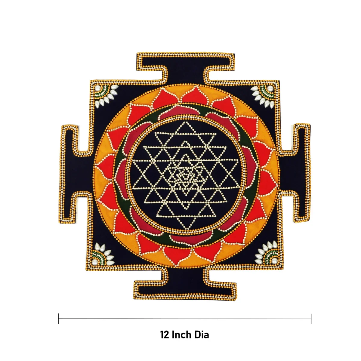 Rangoli Sticker - 12 Inches | Sri Chakra Design Muggulu/ Velvet Artificial Rangoli for Floor Decor - Image 3