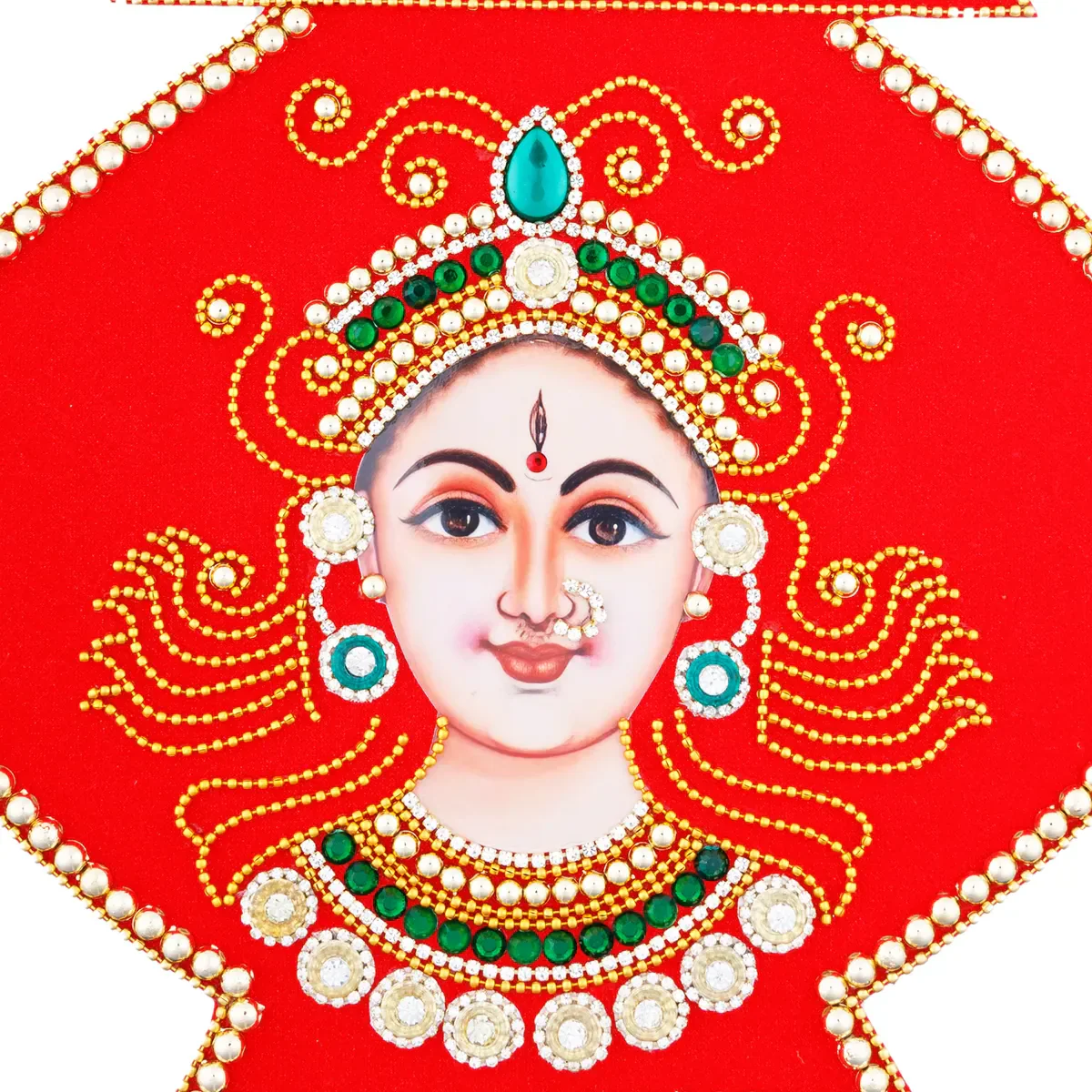 Rangoli Sticker - 15 x 11 Inches | Velvet Kolam Sticker/ Kalasa Amman Sticker for Pooja Decor - Image 2