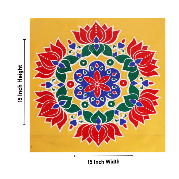 Rangoli Sticker - 15 x 15 Inch | Muggulu Sticker/ Colour Rangoli Sticker for Floor/ Assorted Design - Image 2