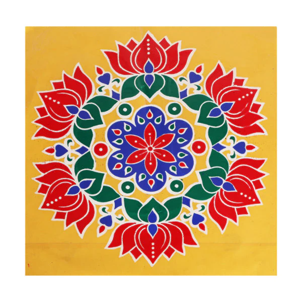 Rangoli Sticker - 15 x 15 Inch | Muggulu Sticker/ Colour Rangoli Sticker for Floor/ Assorted Design - Image 3