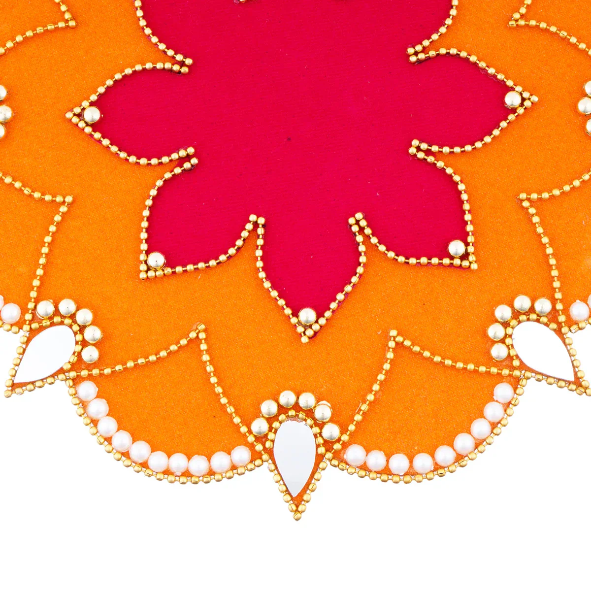 Rangoli Sticker - 8 x 8 Inches | Velvet Kolam Sticker/ Flower Pearl Diya Design Muggulu Sticker for Pooja Decor - Image 2