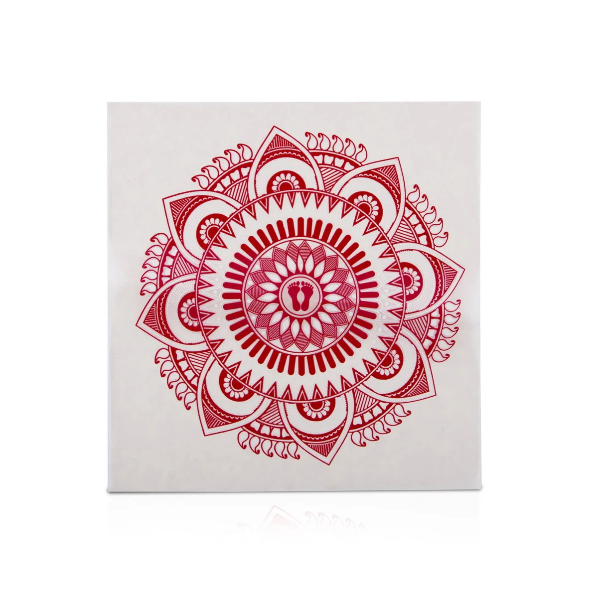 Rangoli Sticker Pair - 12 x 12 Inches | 2 Pcs/ Kolam Stickers/ Maroon Kolam Sticker for Floor Decor - Image 3