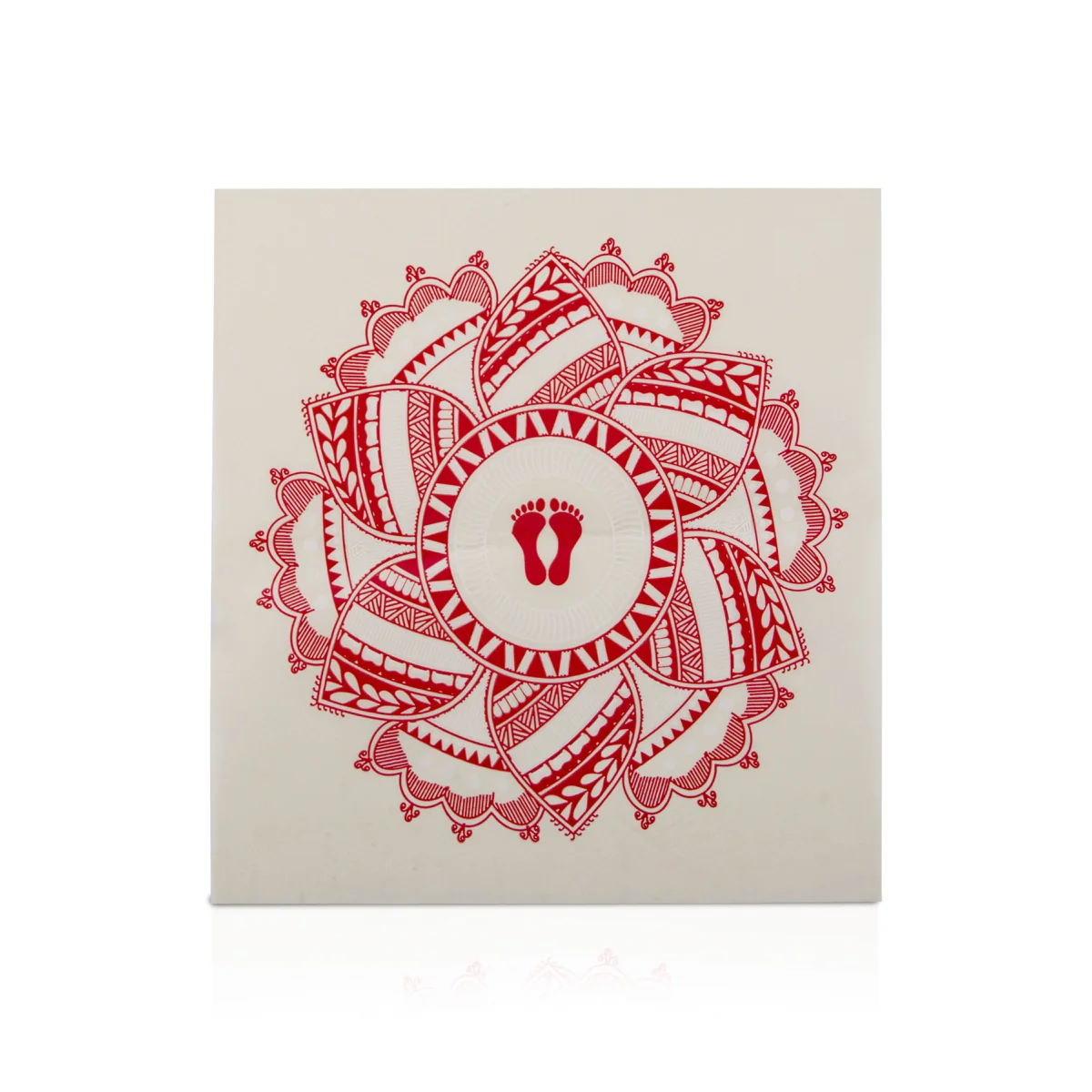 Rangoli Sticker Pair - 12 x 12 Inches | 2 Pcs/ Kolam Stickers/ Maroon Kolam Sticker for Floor Decor - Image 4
