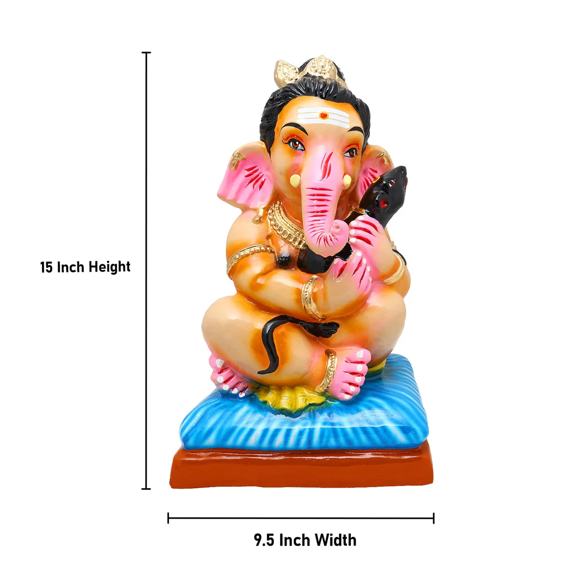 Rat Ganapati Paper Mache Golu Bommai - 15 x 9.5 Inches | Giri Golu Doll/ Navaratri Golu Bomma/Gombe/Bommai - Image 5