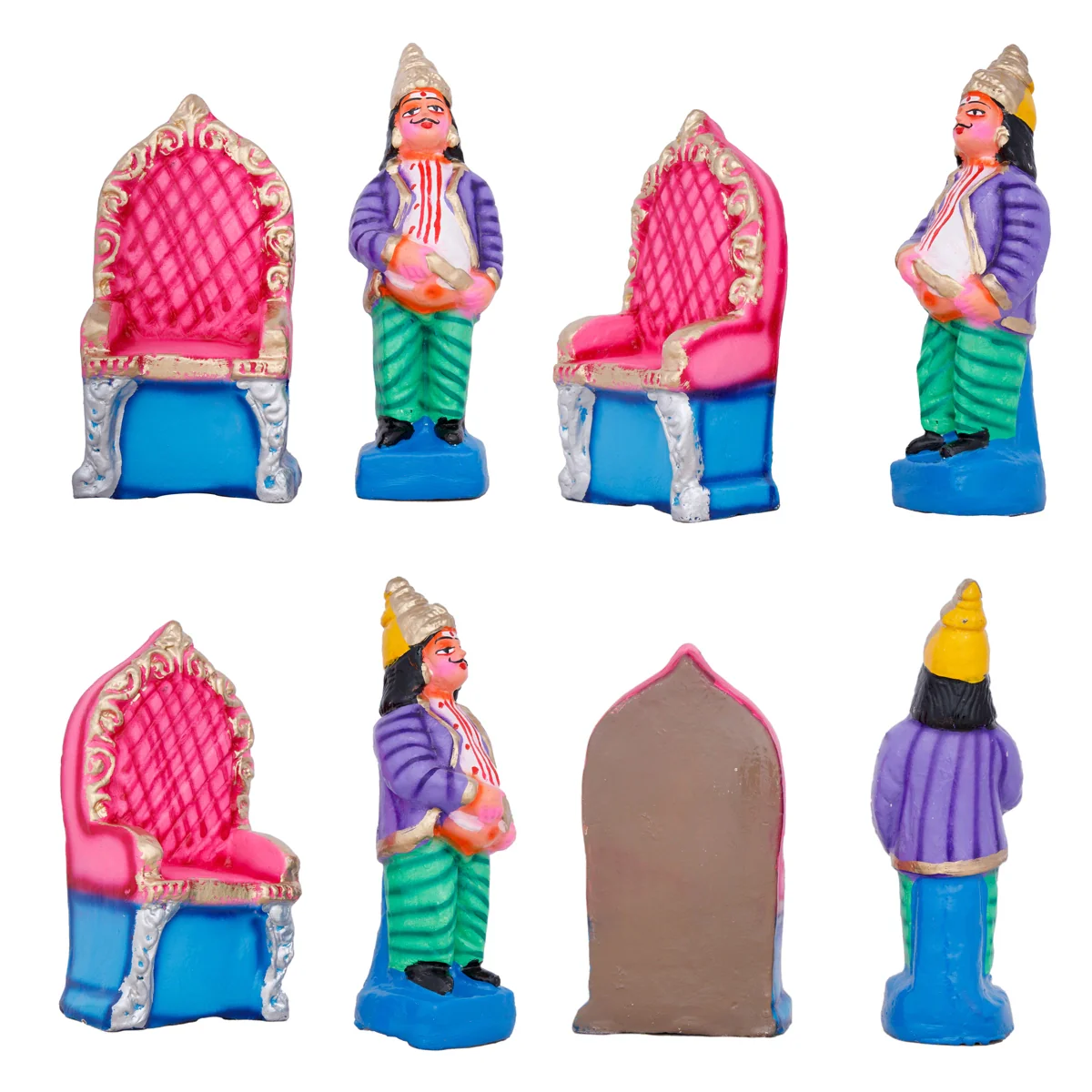 Ravana Darbar Clay Golu Bommai Set - 12 x 10 Inches | Giri Golu Doll/ Navaratri Golu Bomma/Gombe/Bommai - Image 3