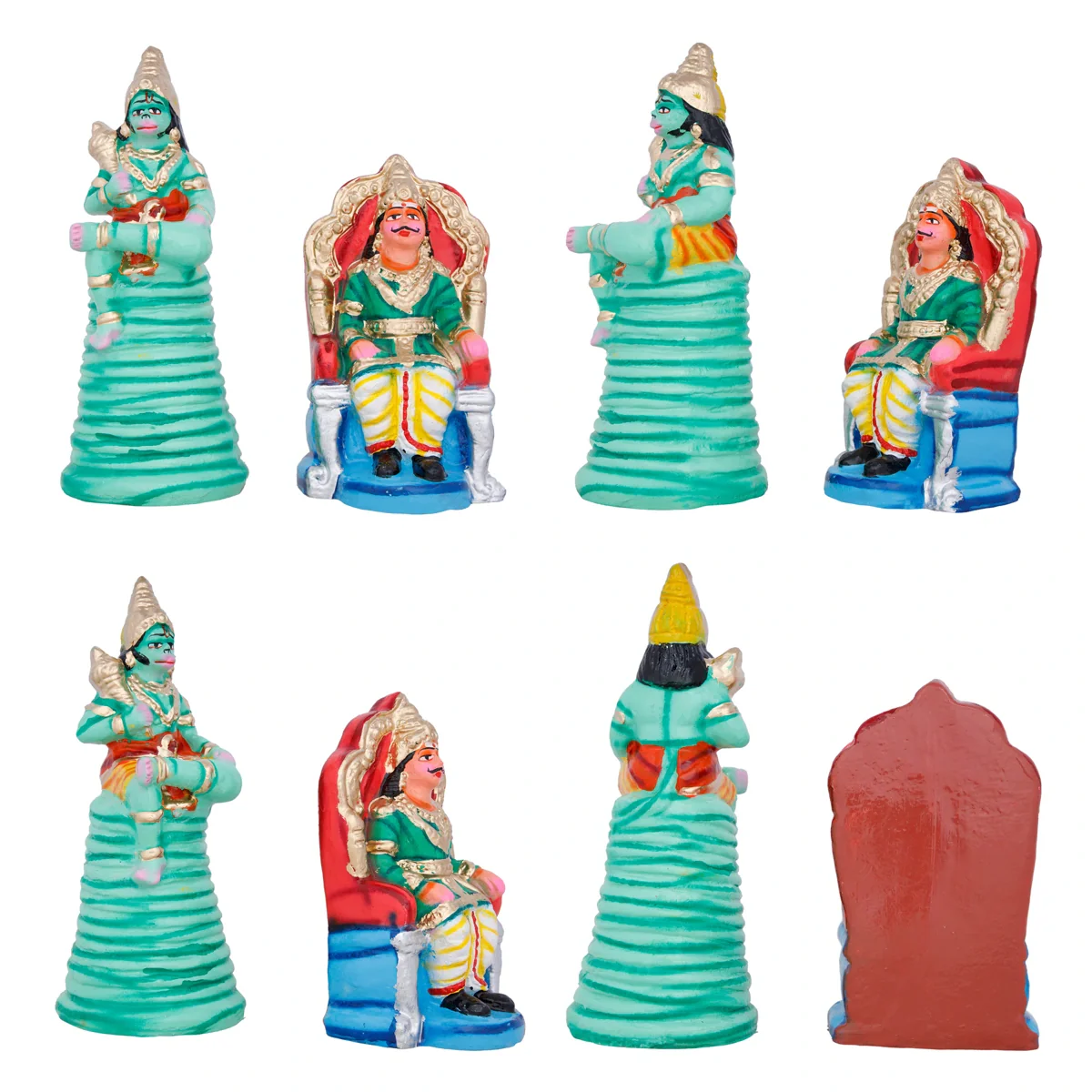 Ravana Darbar Clay Golu Bommai Set - 12 x 10 Inches | Giri Golu Doll/ Navaratri Golu Bomma/Gombe/Bommai - Image 8