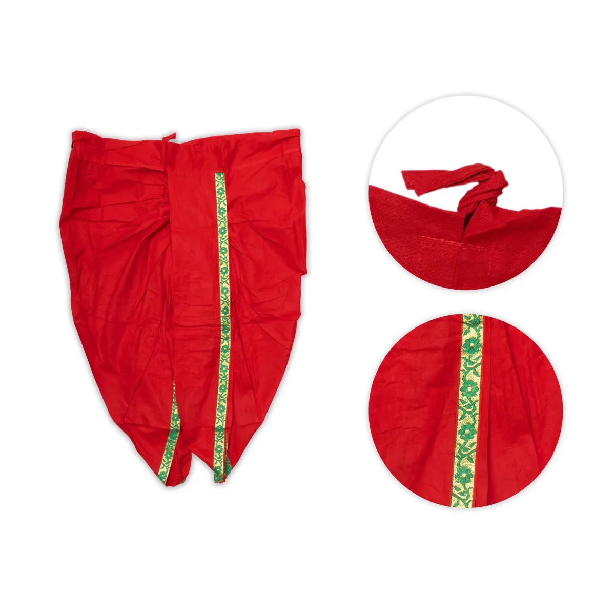 Readymade Panchakacham - 39 Inches | Cotton Panchakajam | Red Colour Traditional Wear Dhoti - Image 5
