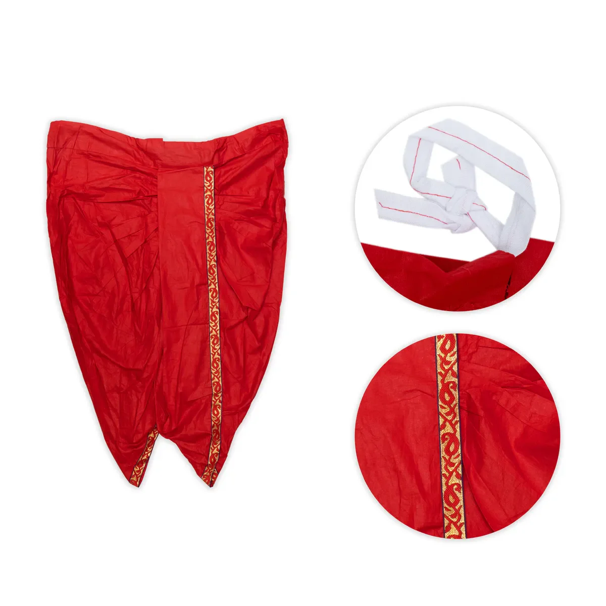 Readymade Panchakacham - 39 Inches | Cotton Panchakajam | Red Colour Traditional Wear Dhoti - Image 6