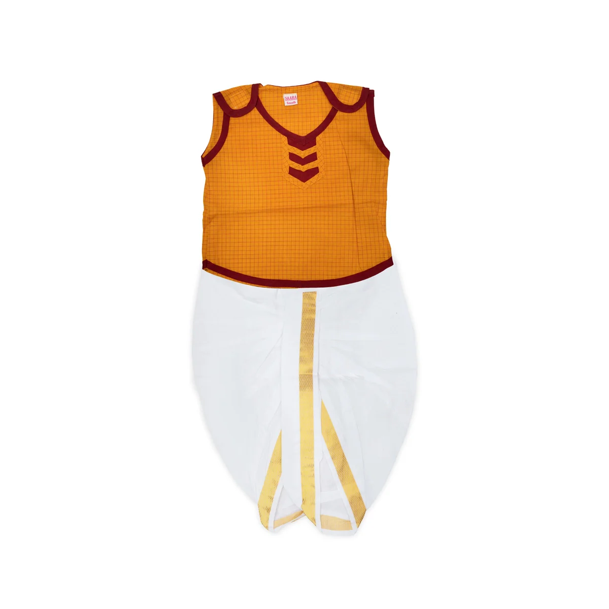 Readymade Panchakacham Dhoti Pair - Size 6 Months | Cotton Panchakajam/ Traditional Dress For Functions - Image 3
