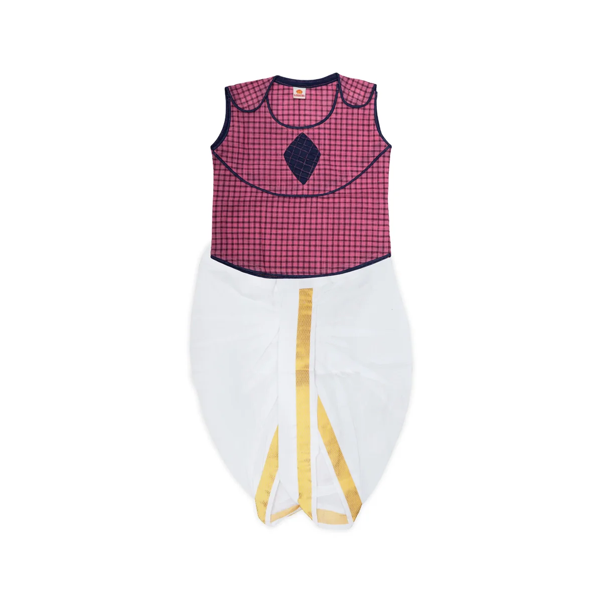Readymade Panchakacham Dhoti Pair - Size 6 Months | Cotton Panchakajam/ Traditional Dress For Functions - Image 4
