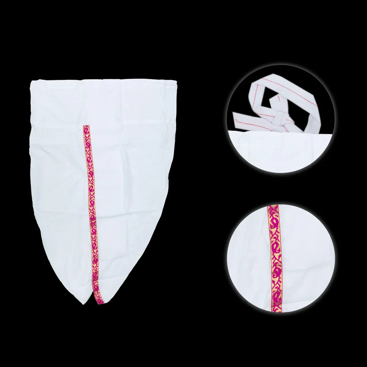 Readymade Panchakacham | Hip 26 Inches/ Length 39 Inches/ Cotton Dhoti/ White Panchakajam For Traditional Wear - Image 4