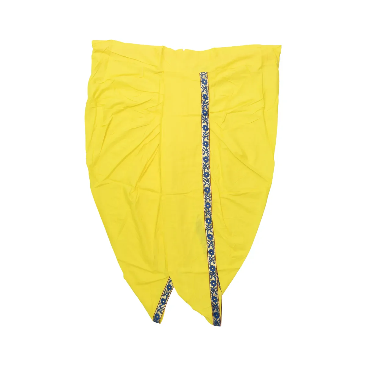 Readymade Panchakacham | Lemon Yellow Colour Panchakajam/ Embroidery Border & Cotton Dhoti For Festive Occasions - Image 2