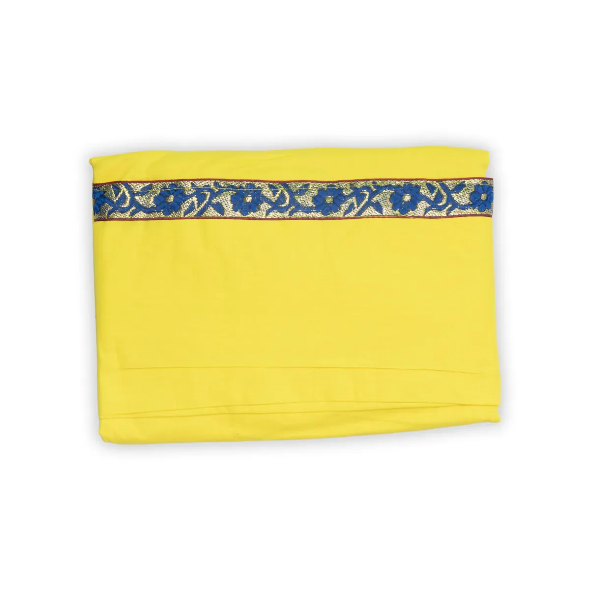 Readymade Panchakacham | Lemon Yellow Colour Panchakajam/ Embroidery Border & Cotton Dhoti For Festive Occasions - Image 3