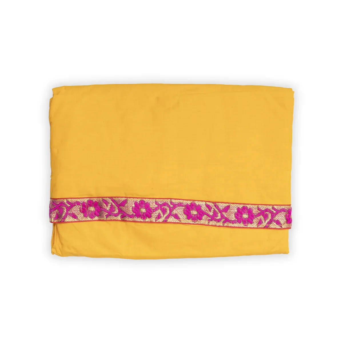 Readymade Panchakacham | Mango Yellow Colour Panchakajam/ Embroidery Border & Cotton Dhoti For Festive Occasions - Image 3