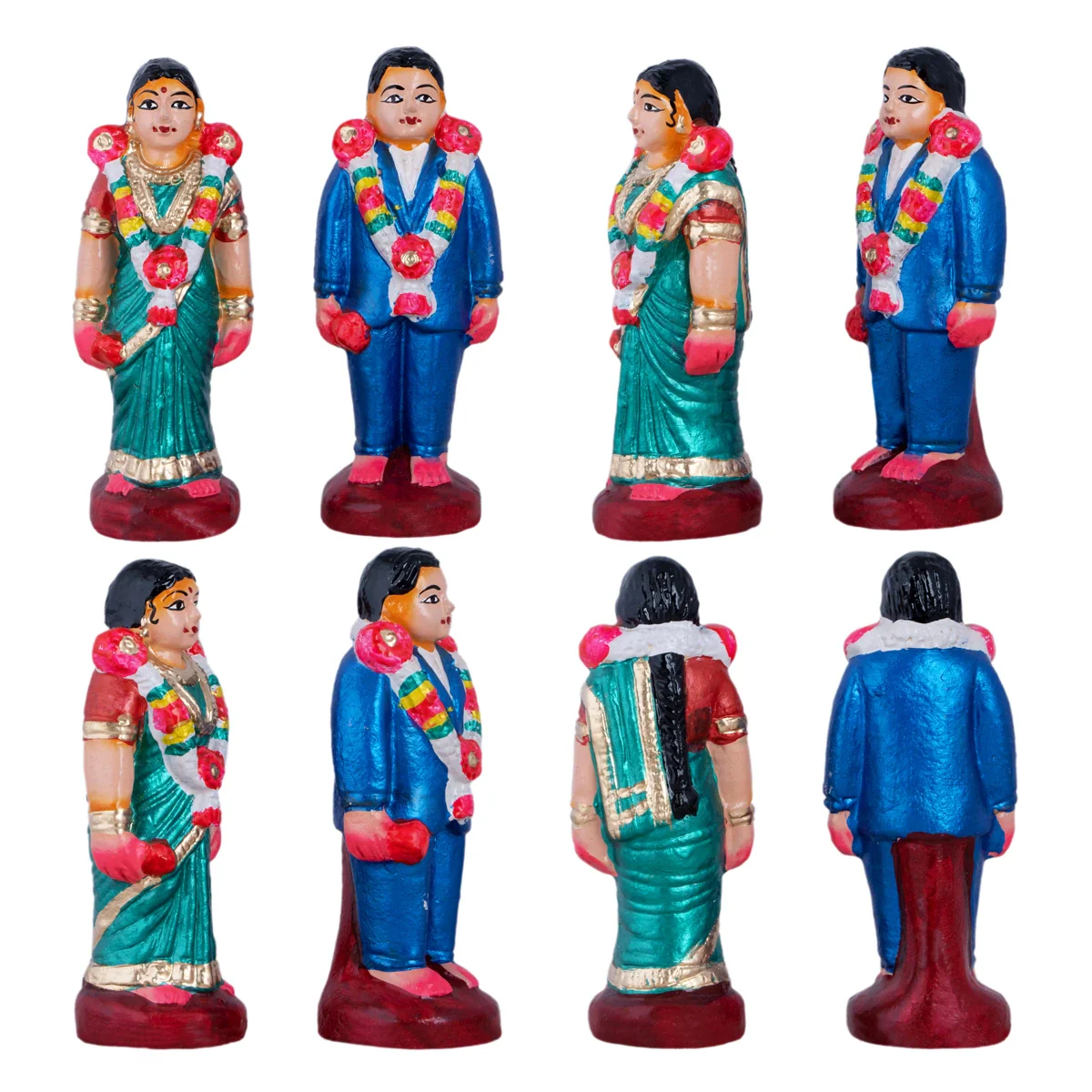 Reception Clay Golu Bommai Set - 6 x 2.5 Inches | Giri Golu Doll/ Navaratri Golu Bomma/Gombe/Bommai - Image 2