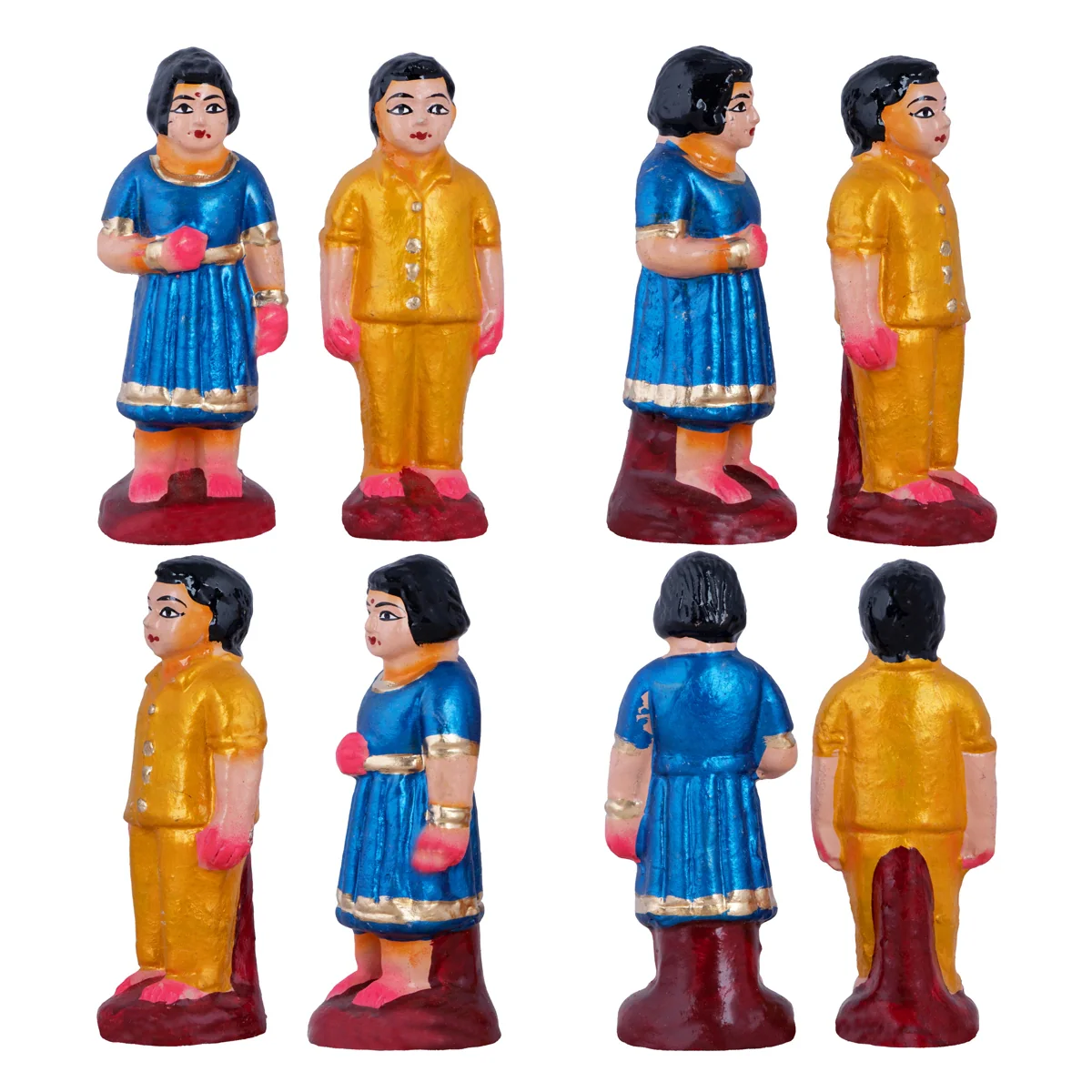 Reception Clay Golu Bommai Set - 6 x 2.5 Inches | Giri Golu Doll/ Navaratri Golu Bomma/Gombe/Bommai - Image 4