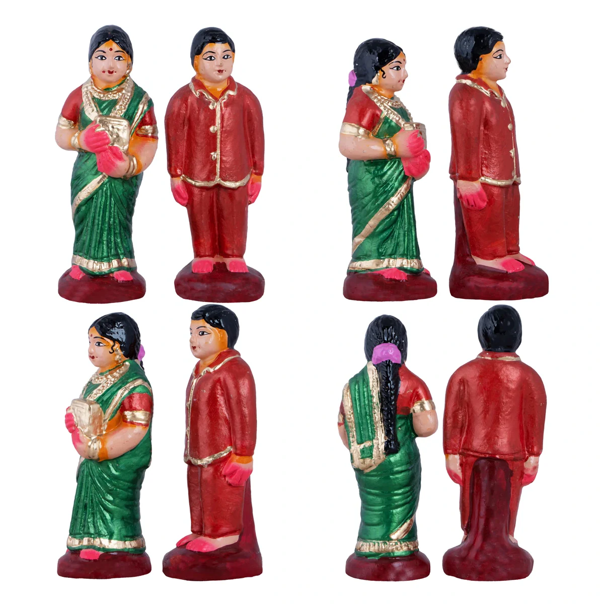 Reception Clay Golu Bommai Set - 6 x 2.5 Inches | Giri Golu Doll/ Navaratri Golu Bomma/Gombe/Bommai - Image 5
