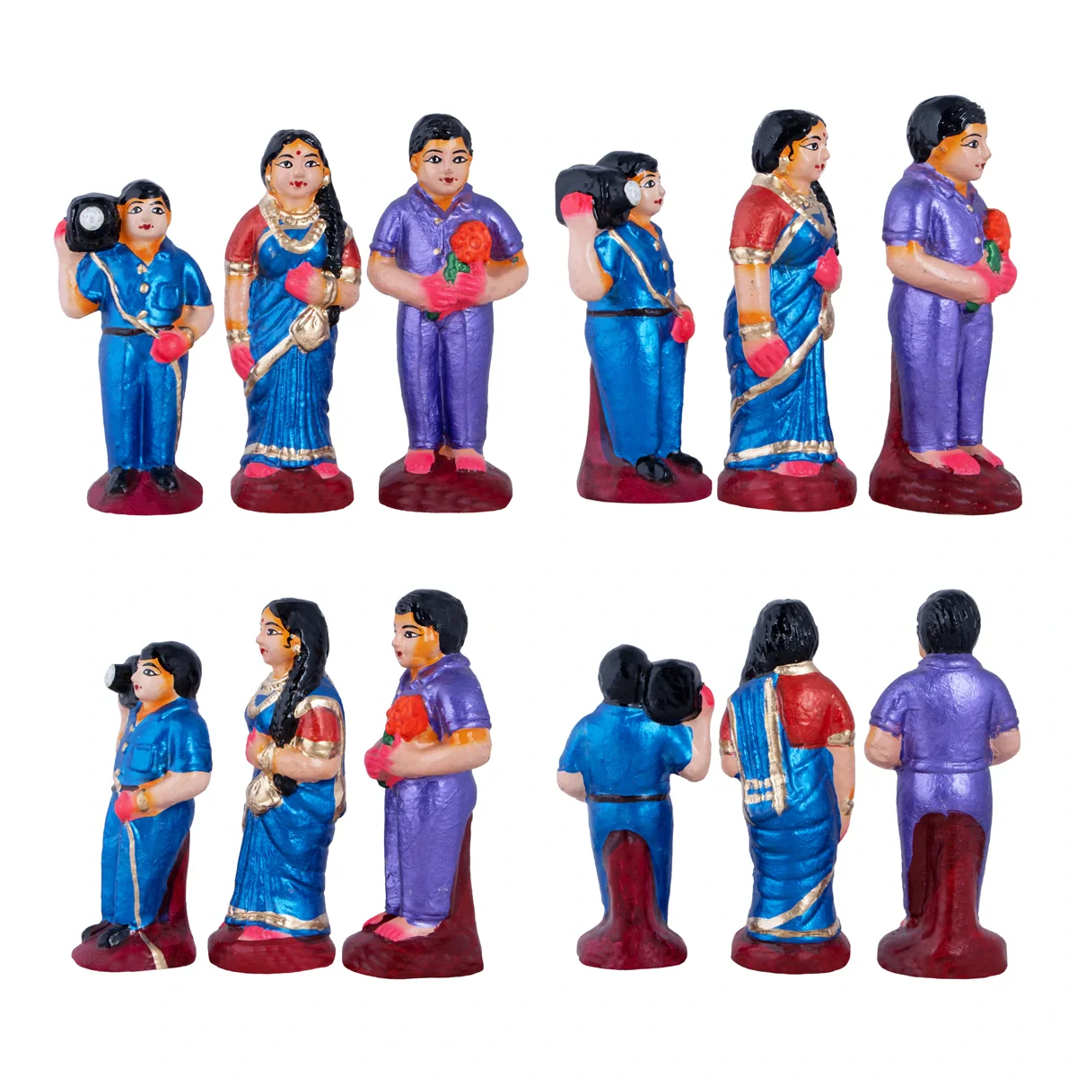 Reception Clay Golu Bommai Set - 6 x 2.5 Inches | Giri Golu Doll/ Navaratri Golu Bomma/Gombe/Bommai - Image 6