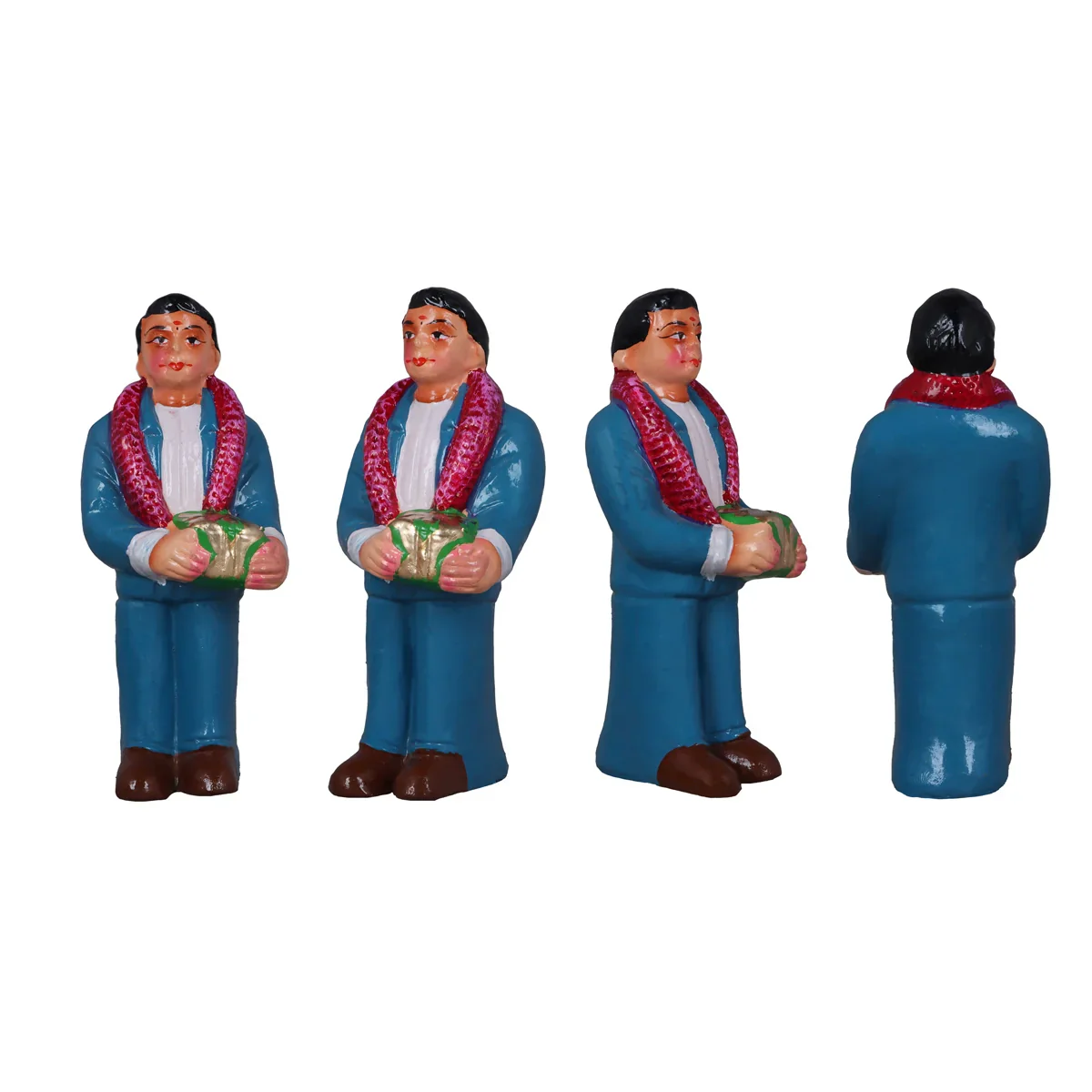 Reception Clay Golu Bommai Set - 10 x 7 Inches | Giri Golu Doll/ Navaratri Golu Bomma/ Gombe/ Bommai - Image 4