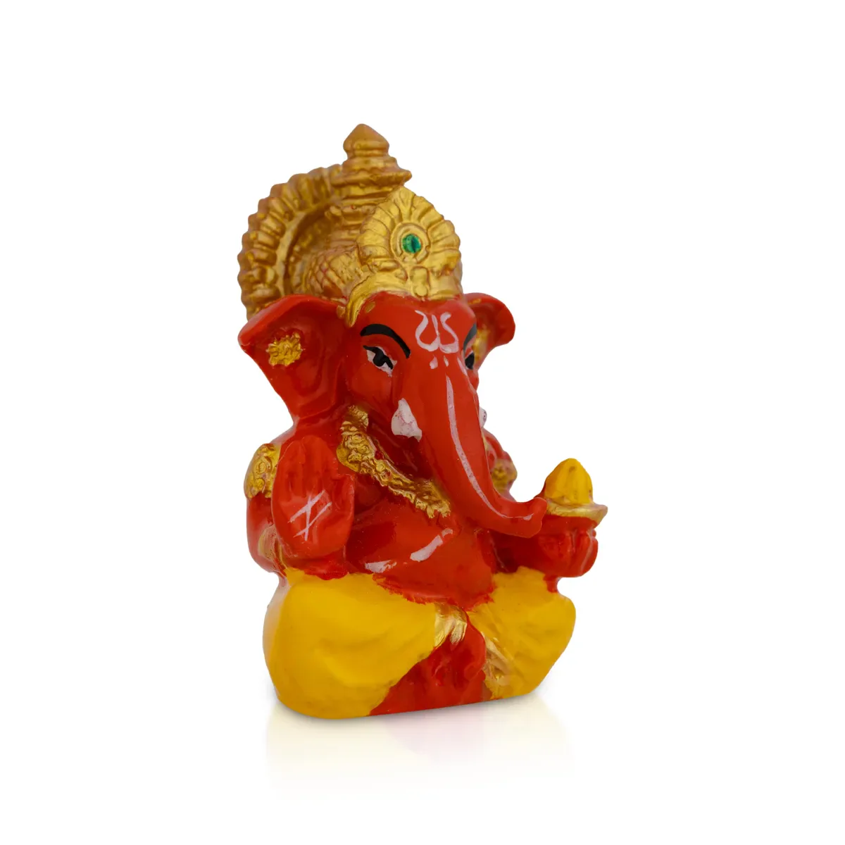 Red Ganesh Murti Sitting - 2.5 X 2 Inches | Mini Ganpati Idol/ Small Ganesha Statue For Home & Car Dashboard - Image 2