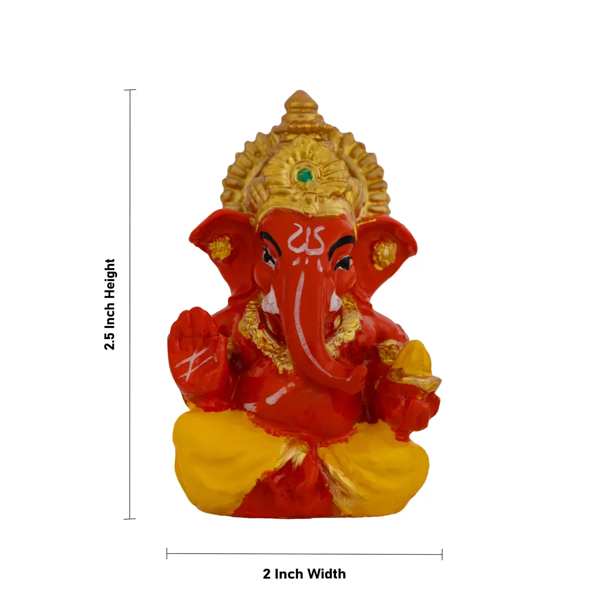 Red Ganesh Murti Sitting - 2.5 X 2 Inches | Mini Ganpati Idol/ Small Ganesha Statue For Home & Car Dashboard - Image 4