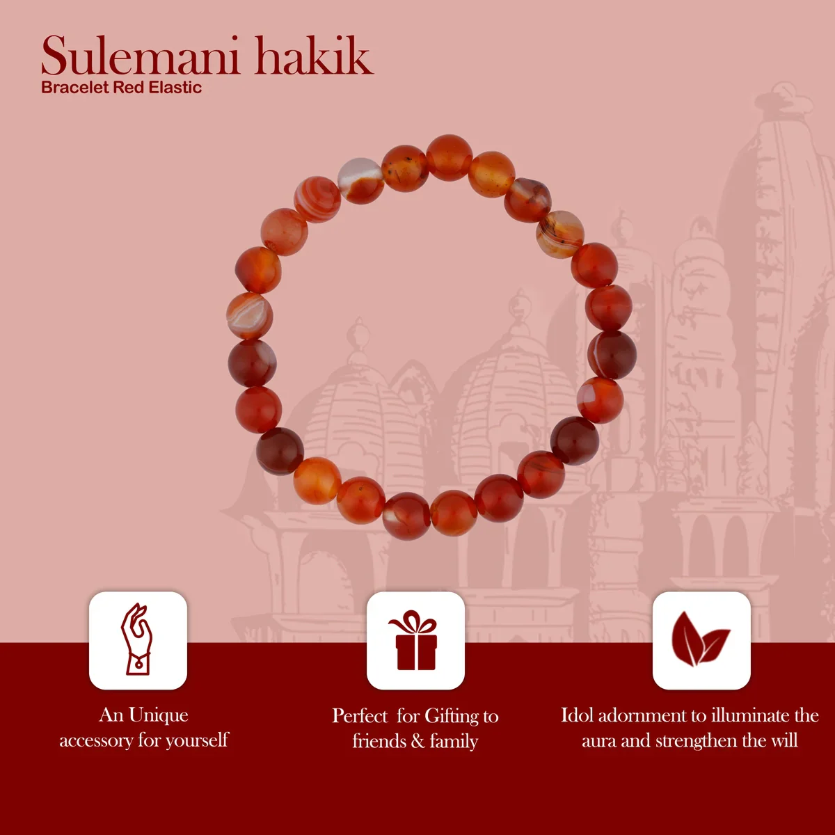 Red Hakik Bracelet - 2.5 Inches | Sulemani Hakik Bracelet/ Crystal Jewellery for Men & Women - Image 4